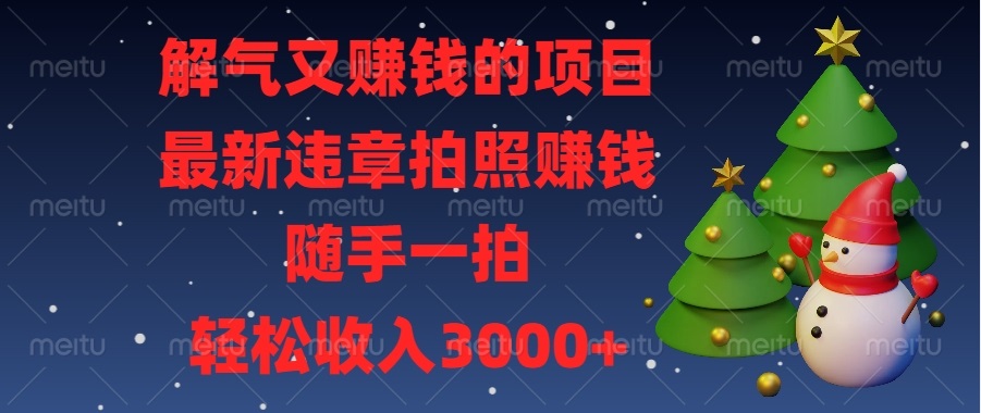 解气又赚钱的项目，最新违章拍照赚钱，随手一拍，轻松收入3000+-爱搜