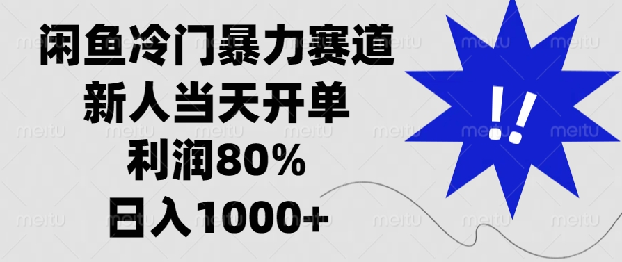 闲鱼冷门暴力赛道，新人当天开单，利润80%，日入1000+-爱搜