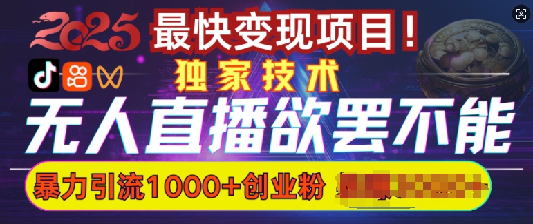 欲罢不能的无人直播引流，超暴力日引流1000+高质量精准创业粉-爱搜