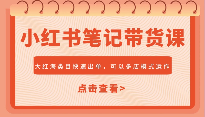 小红书笔记带货课，大红海类目快速出单，市场大，可以多店模式运作-爱搜