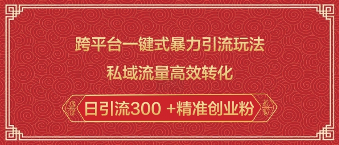 跨平台一键式暴力引流玩法，私域流量高效转化日引流300 +精准创业粉-爱搜