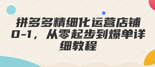 拼多多精细化运营店铺0-1，从零起步到爆单详细教程-爱搜