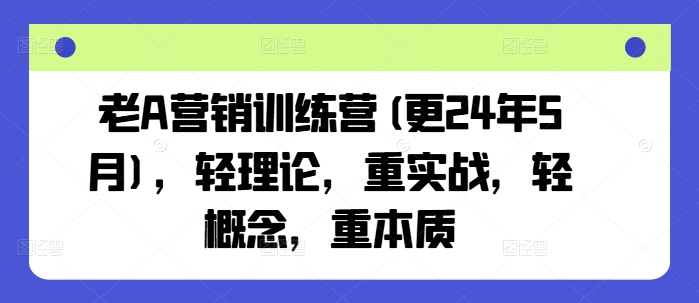 老A营销训练营(更24年12月)，轻理论，重实战，轻概念，重本质-爱搜