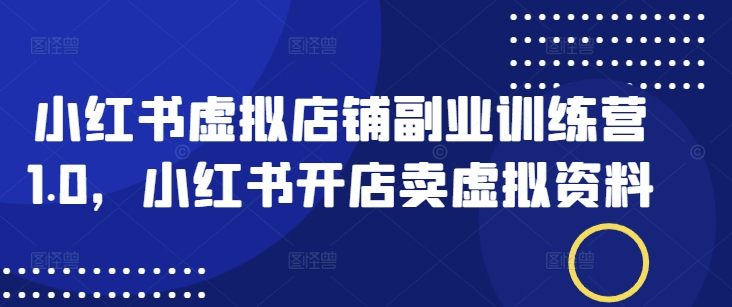 小红书虚拟店铺副业训练营1.0，小红书开店卖虚拟资料-爱搜