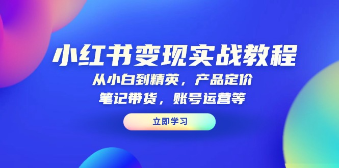 小红书变现实战教程：从小白到精英，产品定价，笔记带货，账号运营等-爱搜