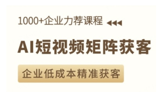 AI短视频矩阵获客实操课，企业低成本精准获客-爱搜