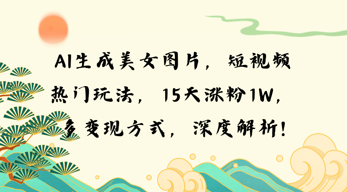 AI生成美女图片，短视频热门玩法，15天涨粉1W，多变现方式，深度解析!-爱搜