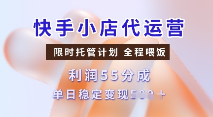 快手小店代运营，限时托管计划，收益55分，单日稳定变现多张【揭秘】-爱搜