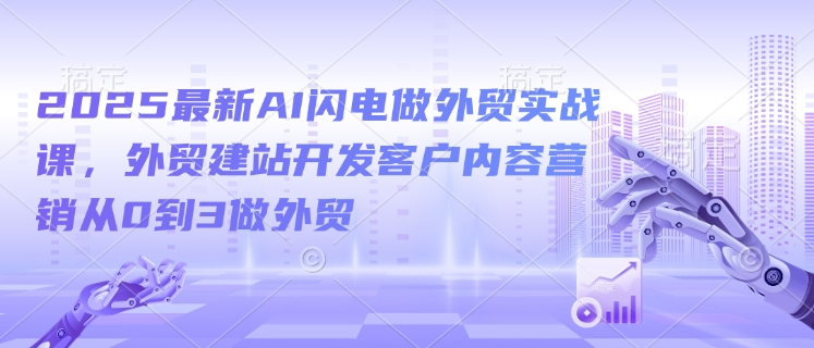 2025最新AI闪电做外贸实战课，外贸建站开发客户内容营销从0到3做外贸-爱搜