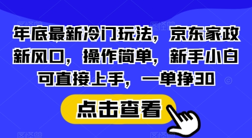 年底最新冷门玩法，京东家政新风口，操作简单，新手小白可直接上手，一单挣30【揭秘】-爱搜