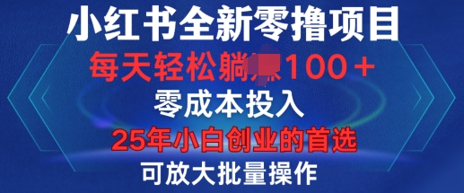 小红书全新纯零撸项目，只要有号就能玩，可放大批量操作，轻松日入100+【揭秘】-爱搜