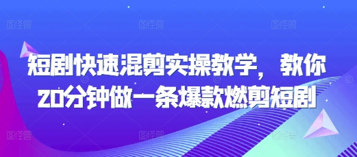 短剧快速混剪实操教学，教你20分钟做一条爆款燃剪短剧-爱搜