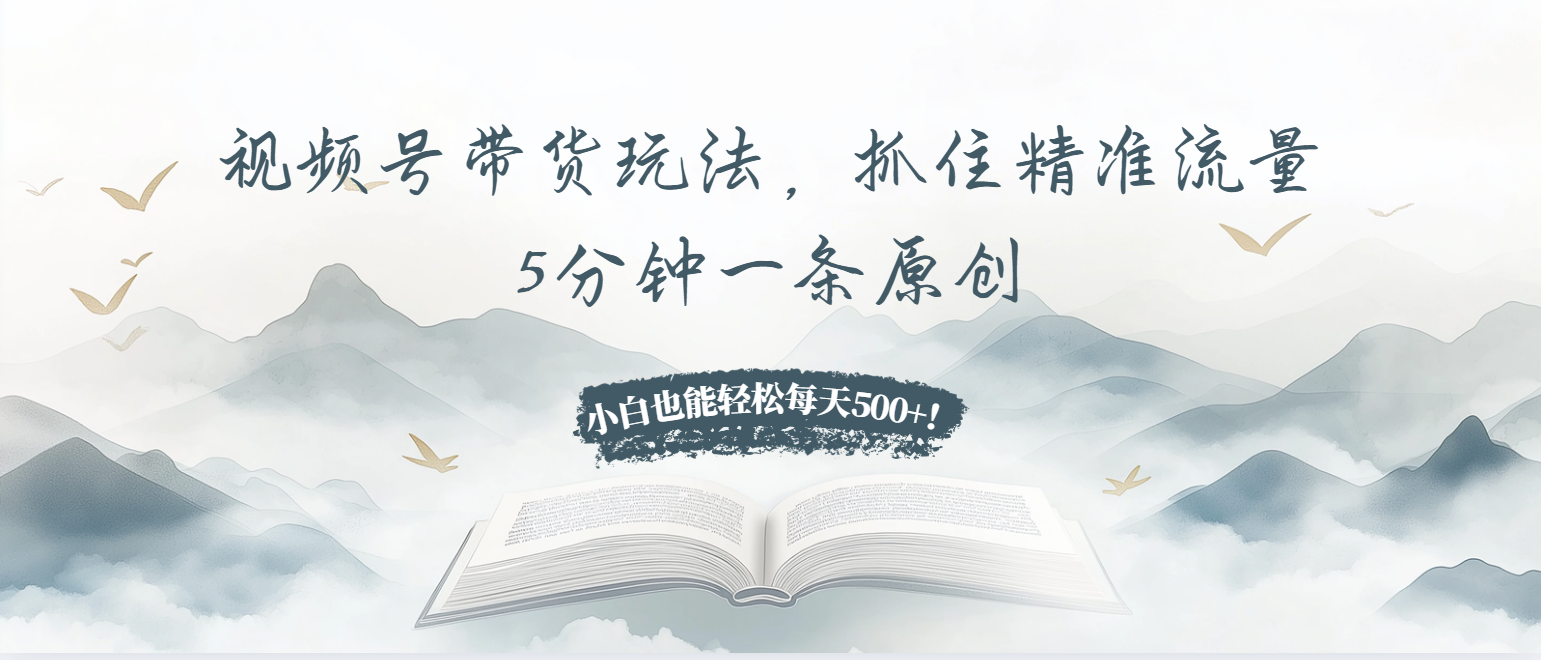 视频号带货玩法，抓住精准流量，5分钟一条原创，小白也能轻松每天500+！-爱搜