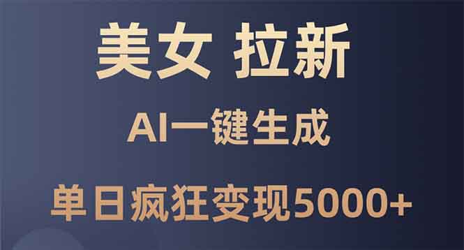 美女暴力拉新，通过AI一键生成，单日疯狂变现5000+，纯小白一学就会！-爱搜