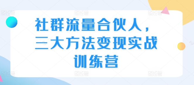 社群流量合伙人，三大方法变现实战训练营-爱搜