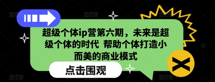 超级个体ip营第六期，未来是超级个体的时代  帮助个体打造小而美的商业模式-爱搜