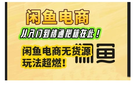 闲鱼电商实战课，从入门到精通秘籍在此，闲鱼电商无货源玩法超燃!-爱搜