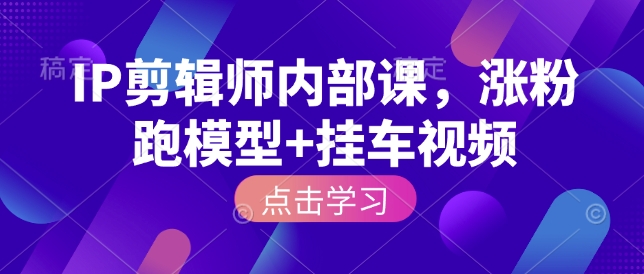 IP剪辑师内部课，涨粉跑模型+挂车视频-爱搜