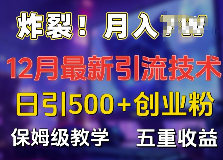 炸裂!揭秘12月最新日引流500+精准创业粉，多重收益保姆级教学-爱搜