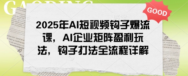 2025年AI短视频钩子爆流课，AI企业矩阵盈利玩法，钩子打法全流程详解-爱搜