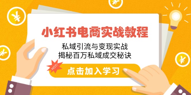 小红书电商实战教程：私域引流与变现实战，揭秘百万私域成交秘诀-爱搜