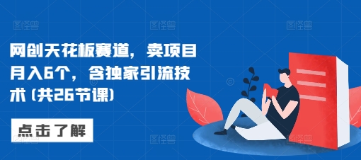 网创天花板赛道，卖项目月入6个，含独家引流技术(共26节课)-爱搜