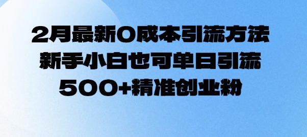 2月最新0成本引流方法，新手小白也可单日引流500+精准创业粉-爱搜