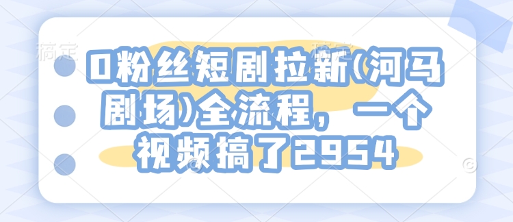 0粉丝短剧拉新(河马剧场)全流程，一个视频搞了2954-爱搜