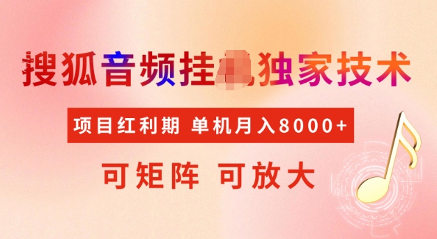 首发搜狐音频挂JI，项目红利期，可矩阵可放大，稳定月入5k【揭秘】-爱搜