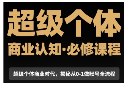 超级个体商业认知觉醒视频课，商业认知·必修课程揭秘从0-1账号全流程-爱搜