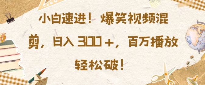 小白速进，爆笑视频混剪，日入3张，百万播放轻松破【揭秘】-爱搜