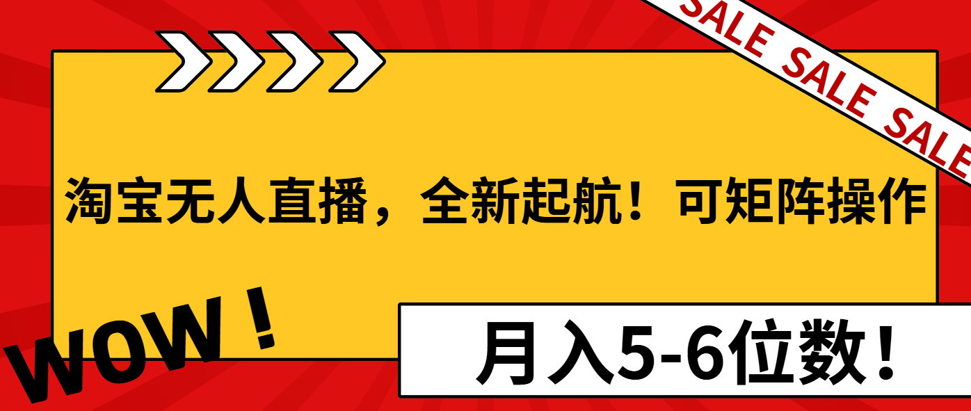 淘宝无人直播，全新起航！可矩阵操作，月入5-6位数！-爱搜