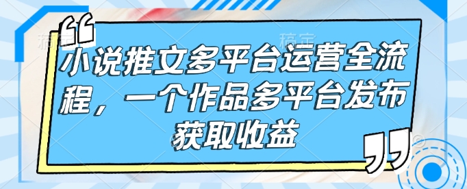 小说推文多平台运营全流程，一个作品多平台发布获取收益-爱搜