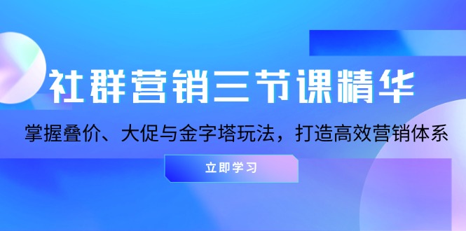 社群营销三节课精华：掌握叠价、大促与金字塔玩法，打造高效营销体系-爱搜